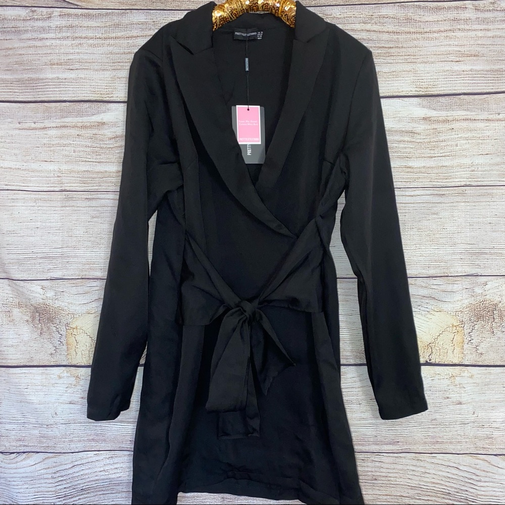PrettyLittleThing Black Wrap Dress